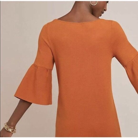 Moth Womens Size XS Orange Bell Sleeve Pullover Sweater Mini Sheath Dress Party - Picture 5 of 15